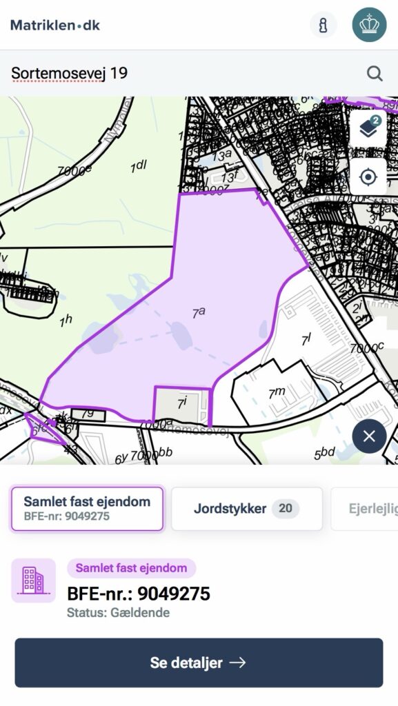 Allerød kommune ejer arealwet med Matrikelnummer 7a