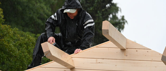 The building og our annex You have to be very strong if you want to build a swedish wood-hous